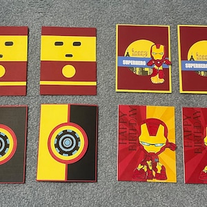 Tarjeta de cumpleaños de Iron Man - Conjunto de tarjetas de Iron Man - Tarjeta de cumpleaños - Tarjeta de cumpleaños de los niños - Tarjeta hecha a mano