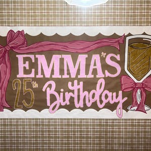 Hand Painted Custom Party Banner - Birthday Banner- Kraft Paper Banner- Party Decor- Party Sign- Backdrop- Brown Paper Sign
