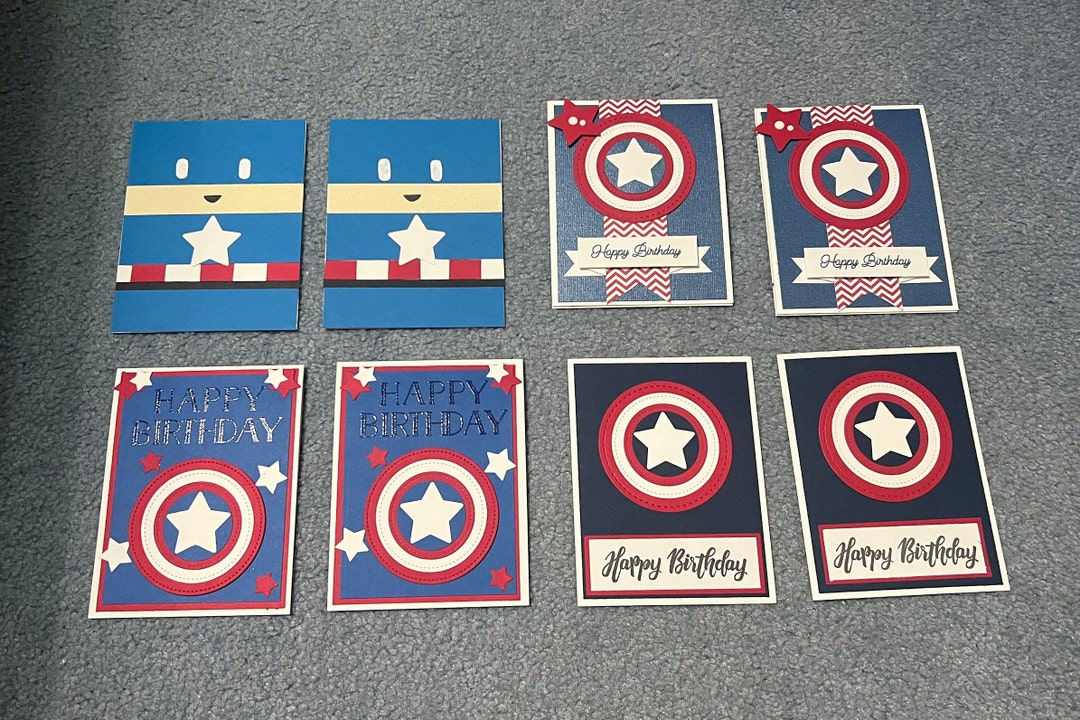 Captain America Birthday Card - Set of Captain America Cards - Birthday ...