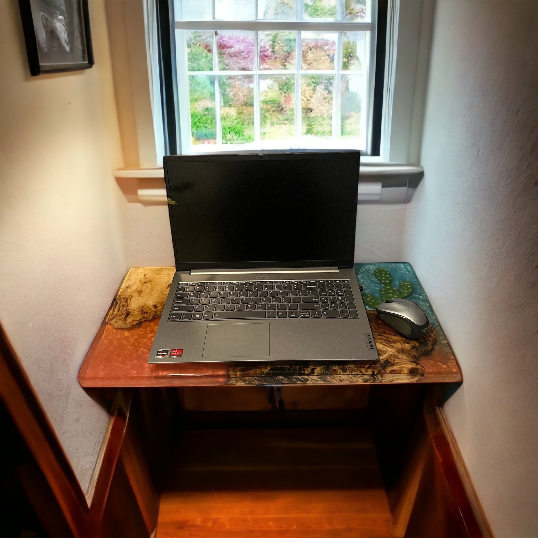 Resin Computer Table Live Edge River Table for Couch Computer Table With Resin and Live Edge ...