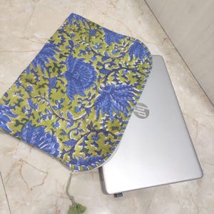 100% Cotton Block Print Quilted Handmade Laptop Protector/Sleeve, Ipad Sleeve, Tablet zipper Pouch,Macbook Air Cover/Case, Macbook Sleeve
