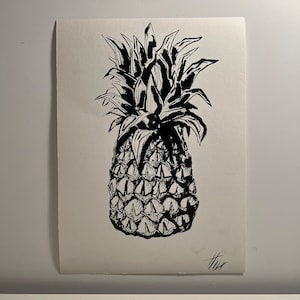 Graphical Drawing &quot;Pineapple Sketch&quot; - @kapiteko - futuristic, abstract, modern, black/white, simplistic, decor, pen drawing, sketches, art