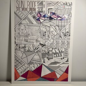 Graphical Drawing &quot;Collage&quot; @kapiteko - futuristic, abstract, modern, black/white/red, simplistic, decor, pen drawing, sketches, wall art