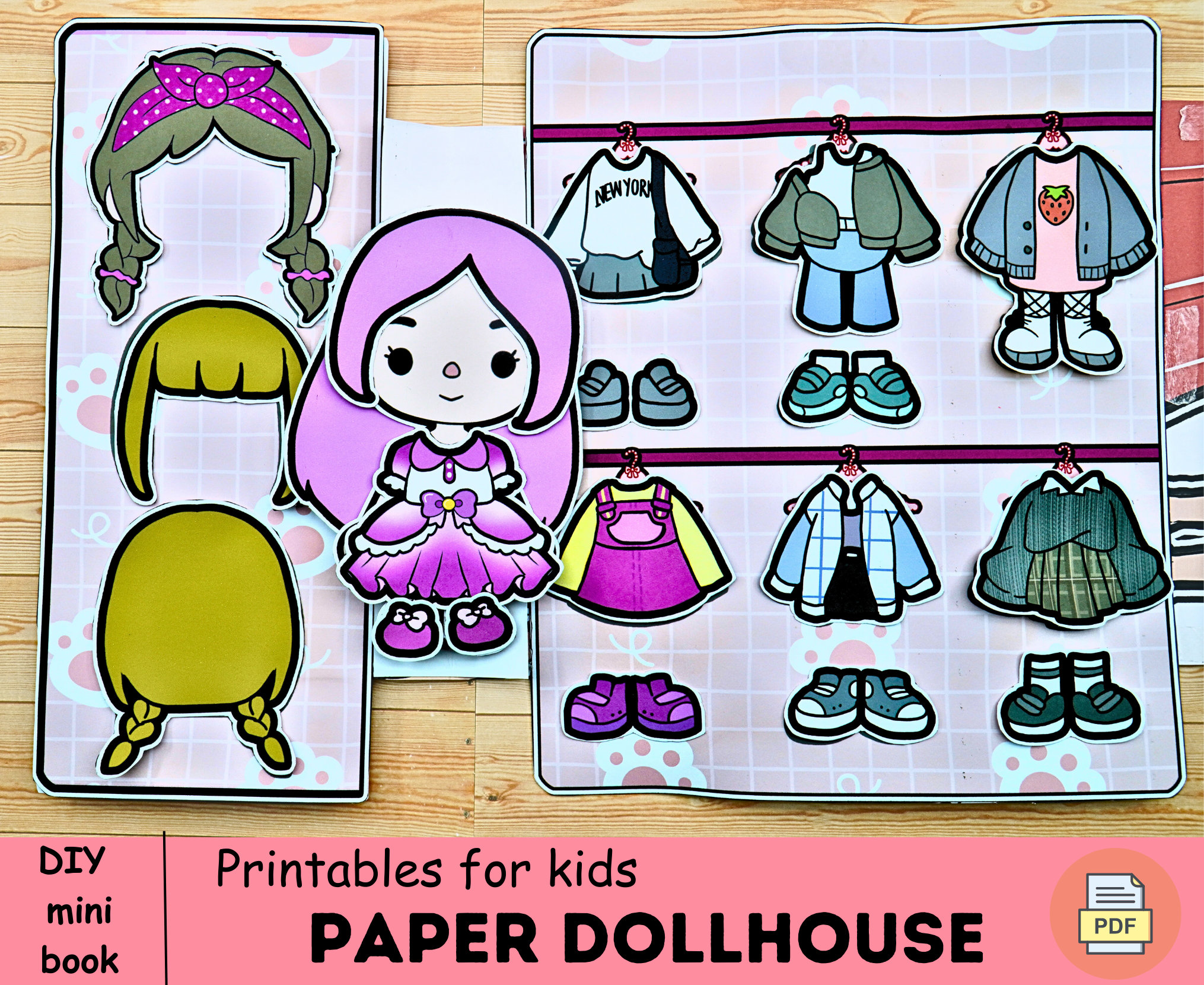 Pretty Toca boca paper dollhouse printable 🌈Toca Boca papercraft |  Printable Paper Doll | Activtiy book digital products best seller 🎁 Woa  Doll Crafts