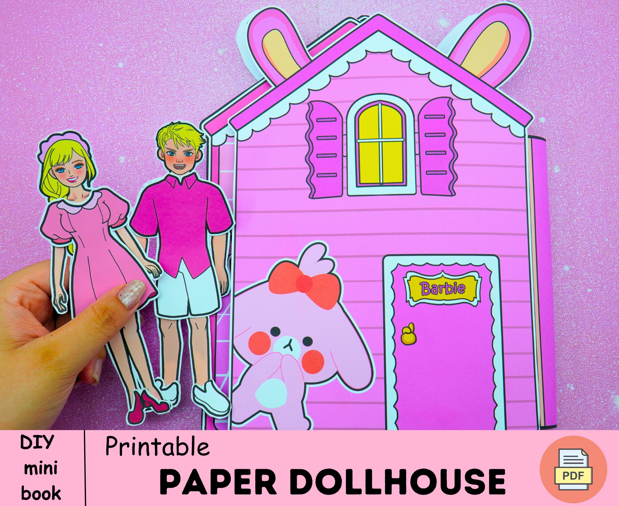 🏠🚗👩👨👶SIMPLE DOLLHOUSE OF PAPER FOR KIDS HANDMADE FOR PAPER DOLLS 