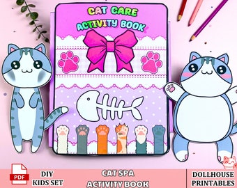 Printables Busy Book Cat Spa | Dollhouse x Activity Book x Quiet Book, Montessori toys, Big Brother Gifts, Handmade gift, Digital download