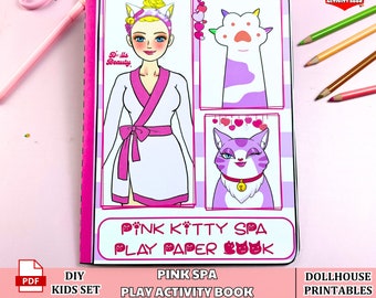 Printables Busy Book Kitty Spa | Dollhouse x Activity Book x Quiet Book, Montessori toy, Big Brother Gifts, Handmade gift, Digital print