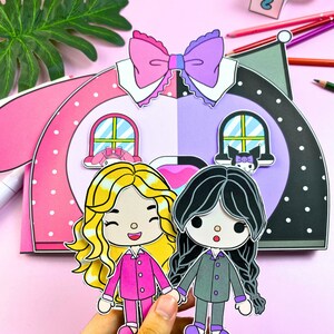 Printables busy book Toca Boca house Kids dollhouse quiet book Printables kawaii sticker Kids gifts kid activities Digital download zdjęcie 2