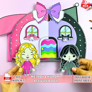 Printables busy book Toca Boca house- Kids dollhouse quiet book - Printables kawaii sticker - Kids gifts - kid activities - Digital download