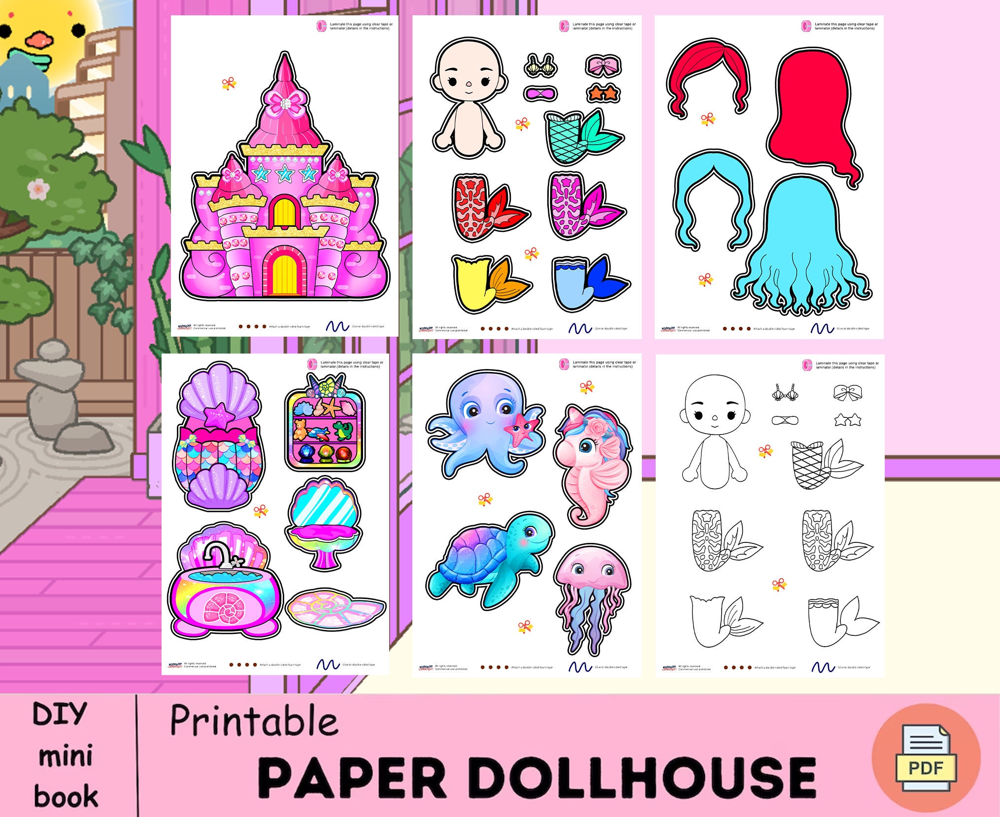 Printable Dollhouse Girls Activity Book Mermaid Printable -  Portugal