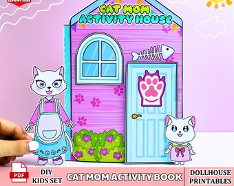 Printables Busy Book Cat Mom Dollhouse, Pet Dollhouse x Activity Book, Montessori Toys, DIY Crafts, Gifts for kids, Digital download