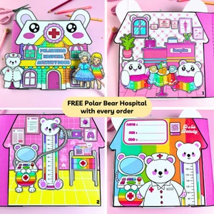 Printables busy book Toca Boca house Kids dollhouse quiet book Printables kawaii sticker Kids gifts kid activities Digital download zdjęcie 10