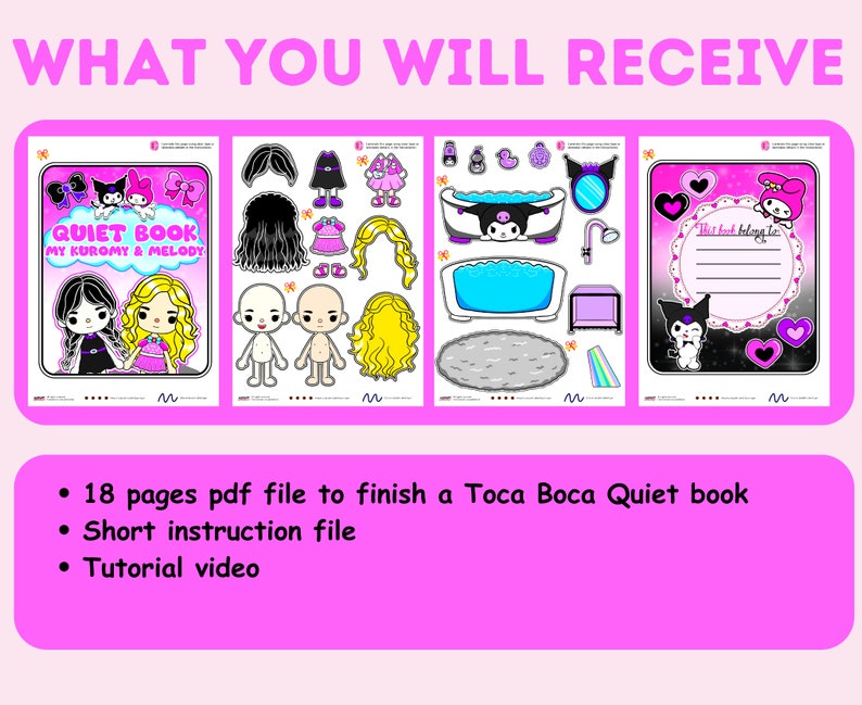 Toca Boca Paper Doll House Kuromie Quiet Book Funny DIY Etsy Australia