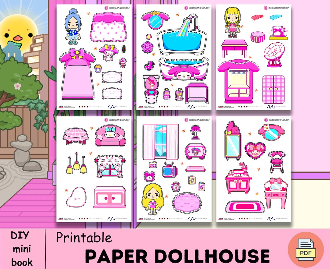 Pink and purple toca boca paper house for baby 🌸 Toca boca pre