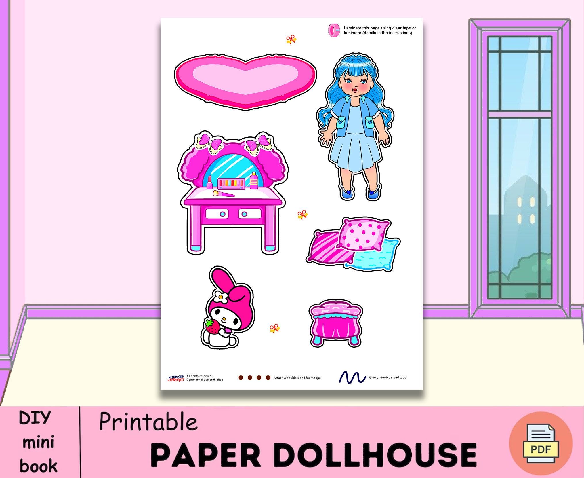 Pink and purple toca boca paper house for baby 🌸 Toca boca pre