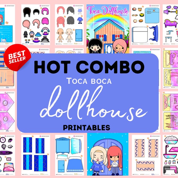 Printables busy book Toca Combo dollhouse | Paper doll printable toca house | Paper dollhouse | Sensory toys | Big brother gift