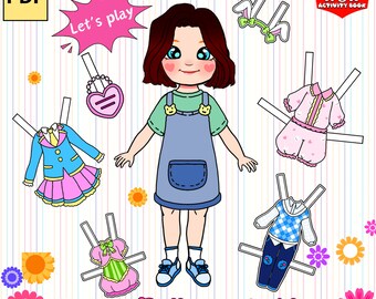 Printables Flashcards Clothes For Paper Dolls | Busy book x Dollhouse x Quiet Book |  Kids Activities | Flower girl gift | Daughter gift