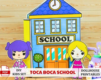 Imprimibles Dollhouse Toca Boca Escuela / Toca Boca libro ocupado / Cumpleaños Regalo único para niño / Kit de papel DIY