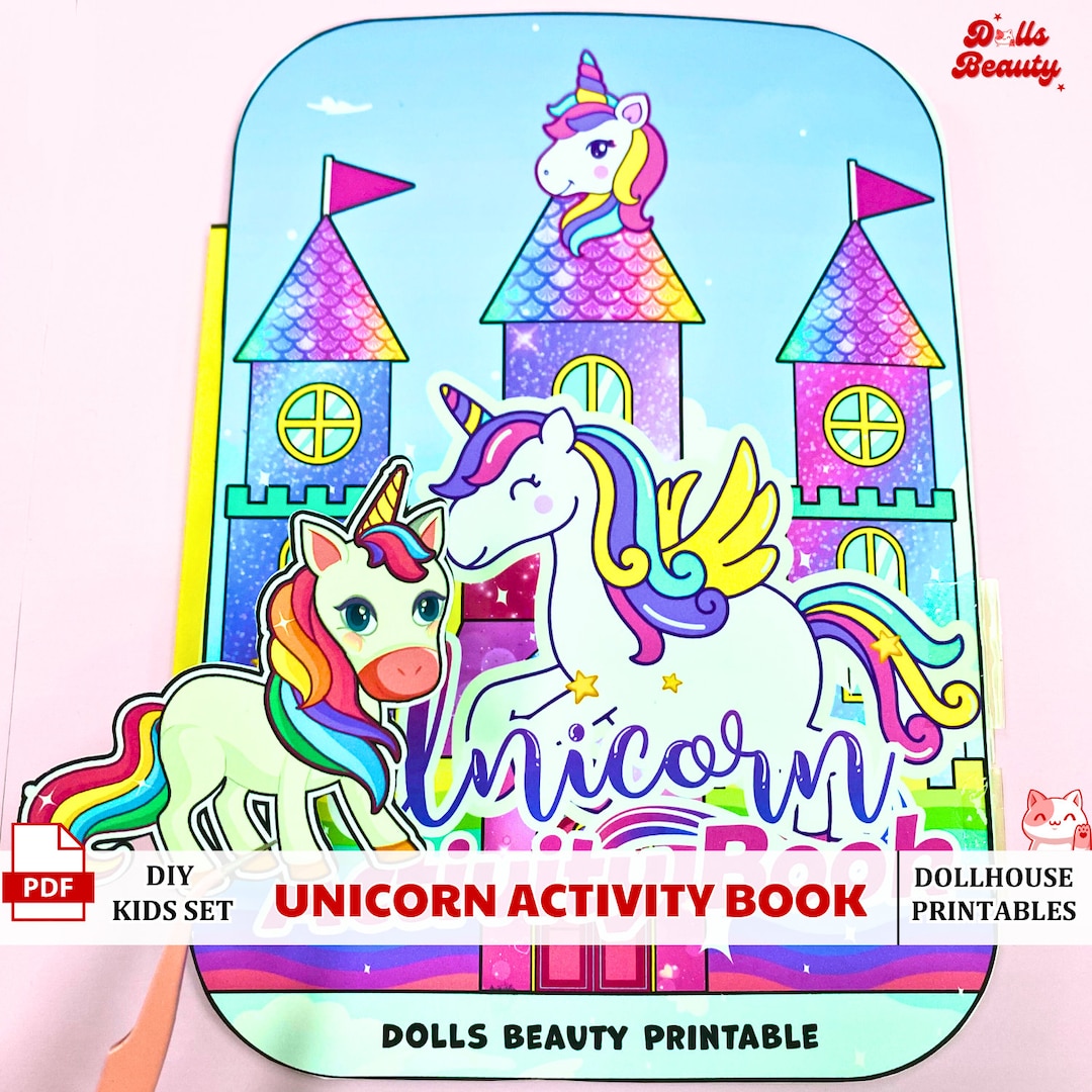 Printable Dollhouse Unicorn Activity Book Printable, Paper Crafts for ...