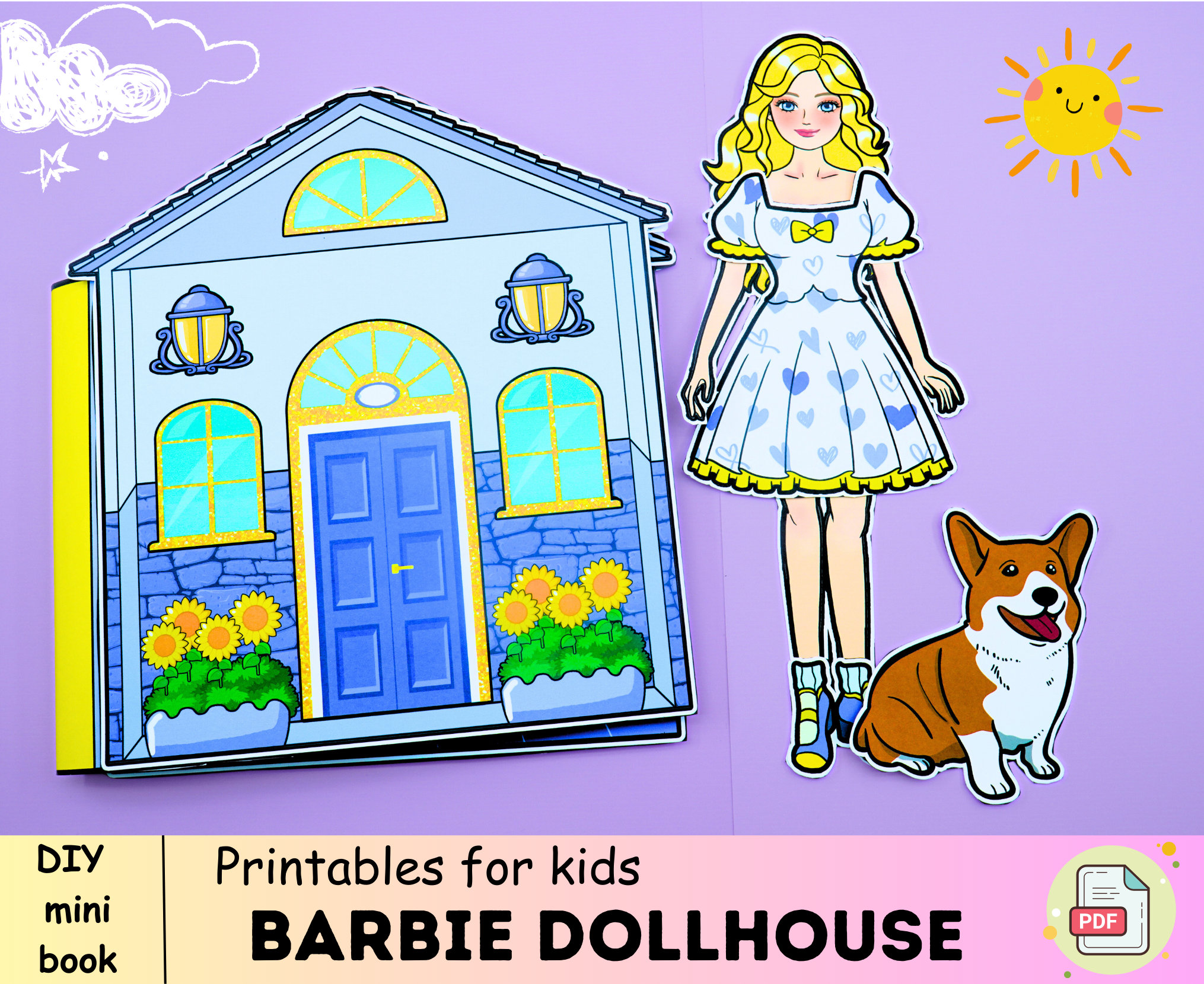 🏠🚗👩👨👶SIMPLE DOLLHOUSE OF PAPER FOR KIDS HANDMADE FOR PAPER DOLLS 