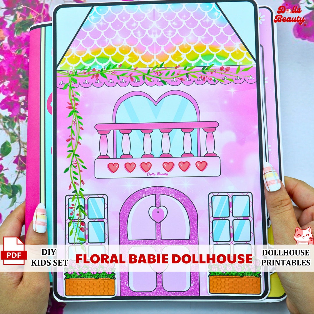 Floral Barbie Dollhouse Printable, Handmade Toddler Busy Book Print ...