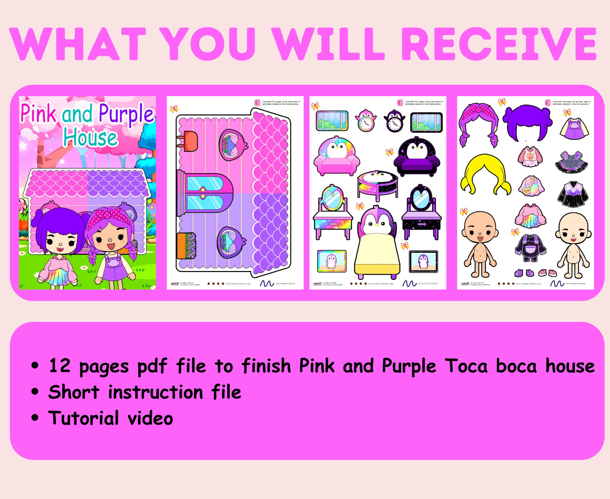 Toca Boca House Printable Pink Purple Toca Boca Paper Doll Etsy Australia