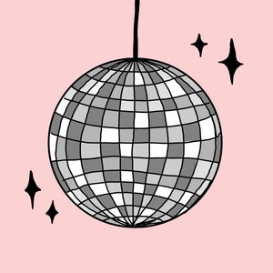 Pink Disco Ball Wall Art - Digital Download