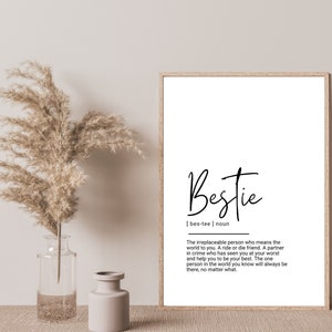 BFF Wall Art Definition | Birthday Gift For Bestfriend | Meaning Of Bestie print | Christmas Gifts And Idea | Personalized Best Friend Gifts