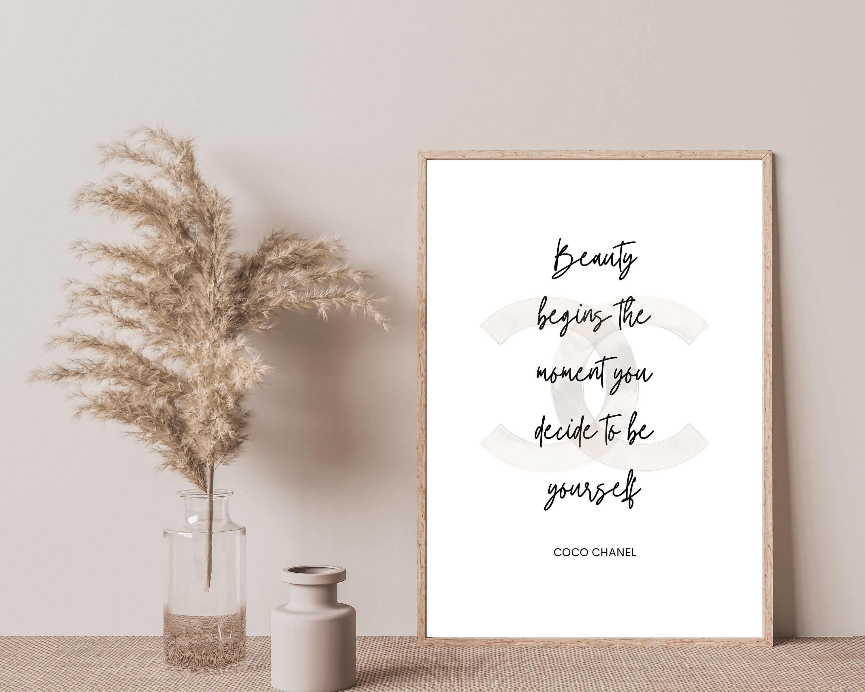 Beauty Begins the Moment You Decide to be Yourself' Coco Chanel Wall Art |  11x14 UNFRAMED Black and White Art Print | Contemporary, Positive