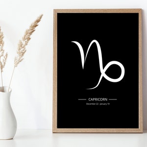 STEENBOK Sterrenbeeld Instant Download, Zodiac Art Printable, Spirituele Wall Art DIGITALE DOWNLOAD, December Verjaardagscadeau, Januari Aanwezig