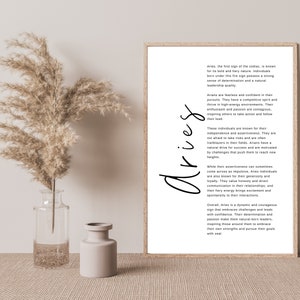 Ram definitie, Zodiac Gift, Ram afdrukbaar, hemelse Art Print Star Sign Wall Decor, Ram Zodiac uitgelegd, astrologie digitale print