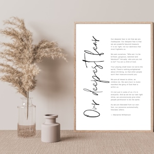 Our Deepest Fear Printable Art, Child of God, Minimalist, Inspirational quote, Dorm decor, Home Decor, Christian Gift, Nursery Wall Decor