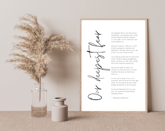 Our Deepest Fear Printable Art, Child of God, Minimalist, Inspirational quote, Dorm decor, Home Decor, Christian Gift, Nursery Wall Decor