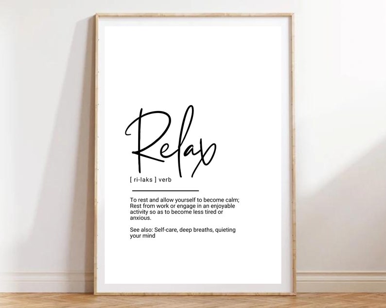 Relax Definition | Relax Print | Modern Minimalist Relax Poster ...