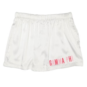 Sorority Embroidered Satin Shorts (Gamma to Zeta Sorority Names)