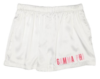 Sorority Embroidered Satin Shorts (Gamma to Zeta Sorority Names)