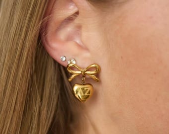 Sorority Bow and Heart Earrings
