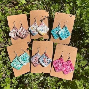 Crochet Granny Square Earrings | handmade earrings | retro