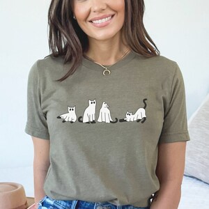 Halloween Cat Shirt, Cat T-shirt, Halloween tee, Cat Lover Shirt, Black Cat Ghost shirt