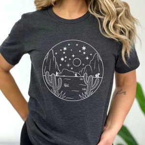 Desert Night Tshirt, Desert Vibes Shirt, Cactus Shirt, Adventure Tee, Premium Unisex T-shirt, Plus Sizes Available