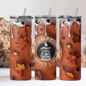 Pumpkin Spice Life Tumbler-3D Halloween Tumbler-Funny -Spooky Tumbler- Halloween-Cute Halloween Tumbler-Gifts for her- Holiday Tumbler-Gifts