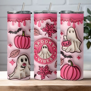 Spooky vibes beker - schattige halloween beker - schattige roze beker - koffiekopje voor herfst - spookbeker - pompoenkruid beker - cadeaus voor haar