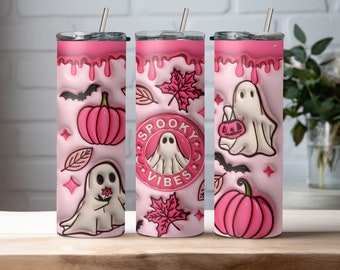 Spooky vibes tuimelaar-schattige Halloween tuimelaar-schattige roze tuimelaar-koffiekopje voor herfst-ghost tuimelaar-pompoenkruid tuimelaar-cadeaus voor haar