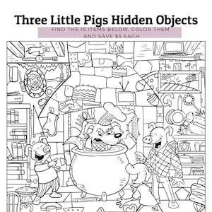 Three Little Pigs Hidden Objects Savings Challenge Savings Tracker