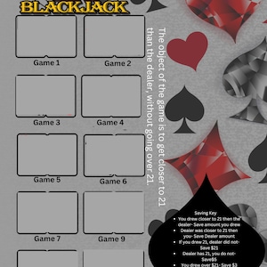 Black Jack 21 Scratch & Save Savings Challenge | Savings Tracker | Cash Envelopes | Savings Challenge