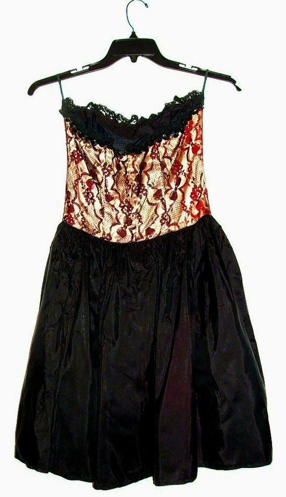 VTG Gunne Sax Stunning Strapless Burgundy Lace Bo… - image 2