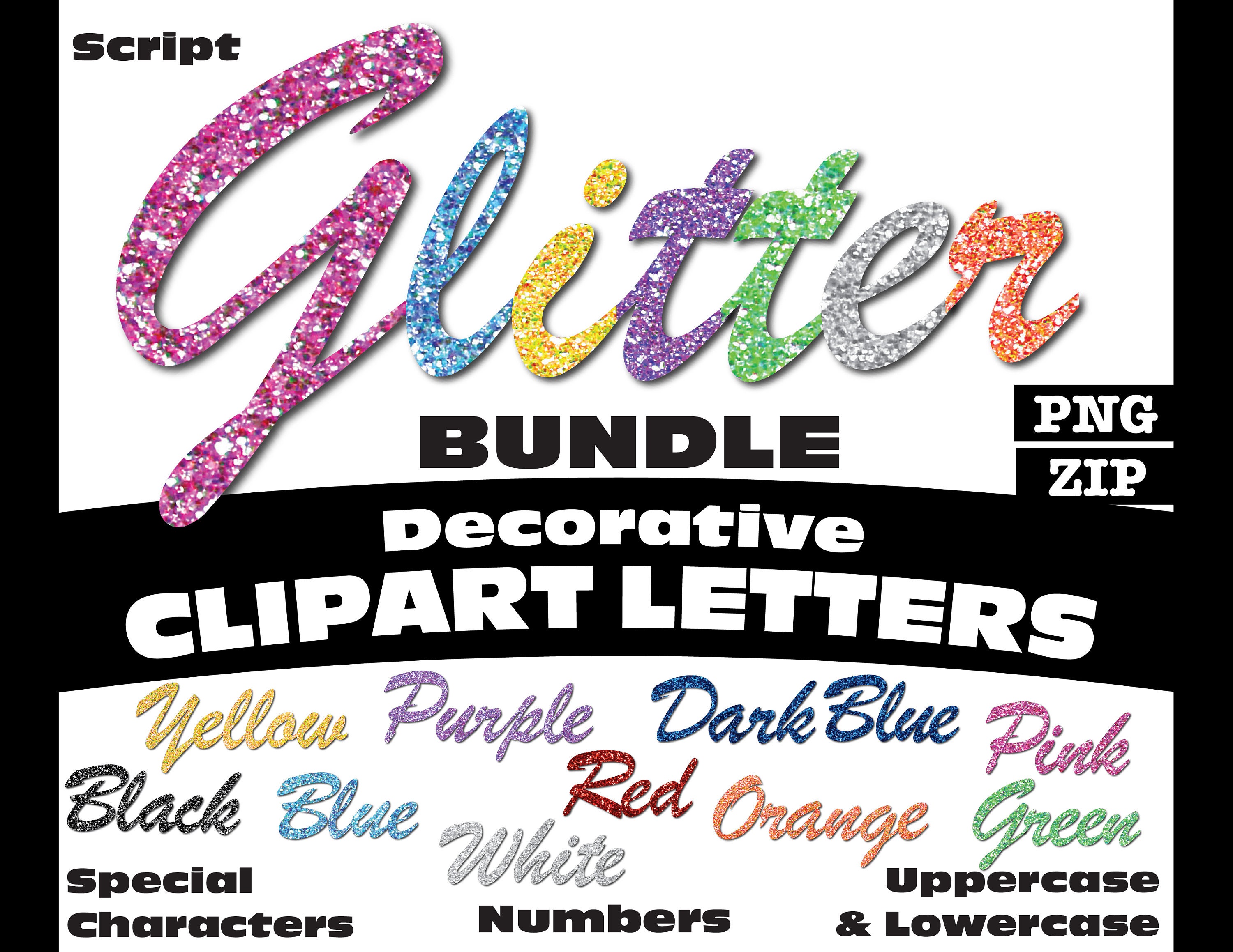 Glitter Clipart Letters Bundle PNG Digital Download 10 Complete ...