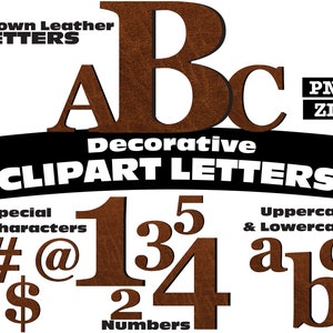 Letras prediseñadas de textura de cuero marrón PNG Descarga digital Conjunto alfanumérico completo