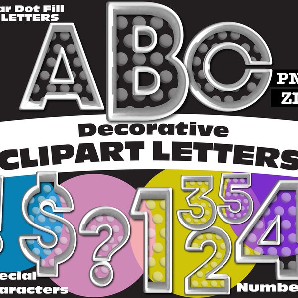 White 3D Clipart Letters Clear Dot Fill PNG Digital Download Complete Alphanumeric Set