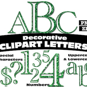 Green Glitter Clipart Letters PNG Digital Download Complete ...